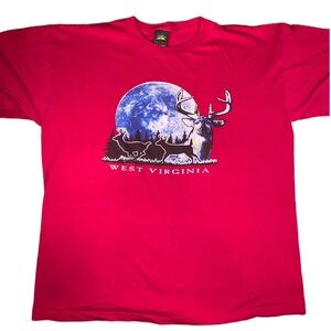 Vintage T-Shirt Men’s 2X Large West Virginia Full Moon Deer Single Stitch USA